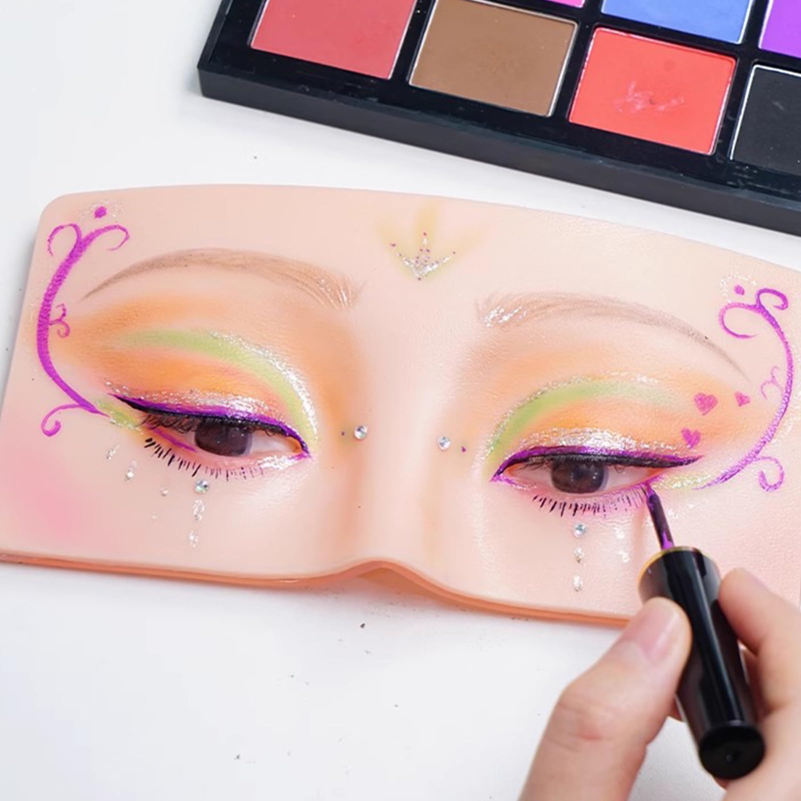 Mannequin pour Le Maquillage des Yeux,Modèle Réaliste Réutilisable pour Le Maquillage,Visage de Mannequin en Silicone pour - pour Extensions de Cils, Fard à Paupières, Sourcils et Cils