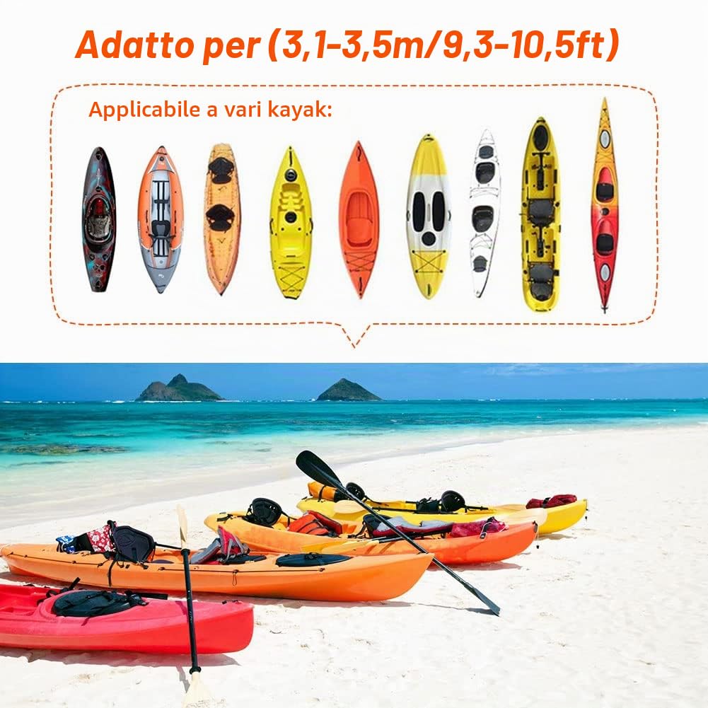 Copertura per Kayak, 420D Impermeabile Protezione UV Copertura Kayak Canoa con Bande e Spallacci Regolabili per Barca da Pesca/Kayak/Canoa/Scheda da Paddle (3.1~3.5m/10.2ft~11.4ft)