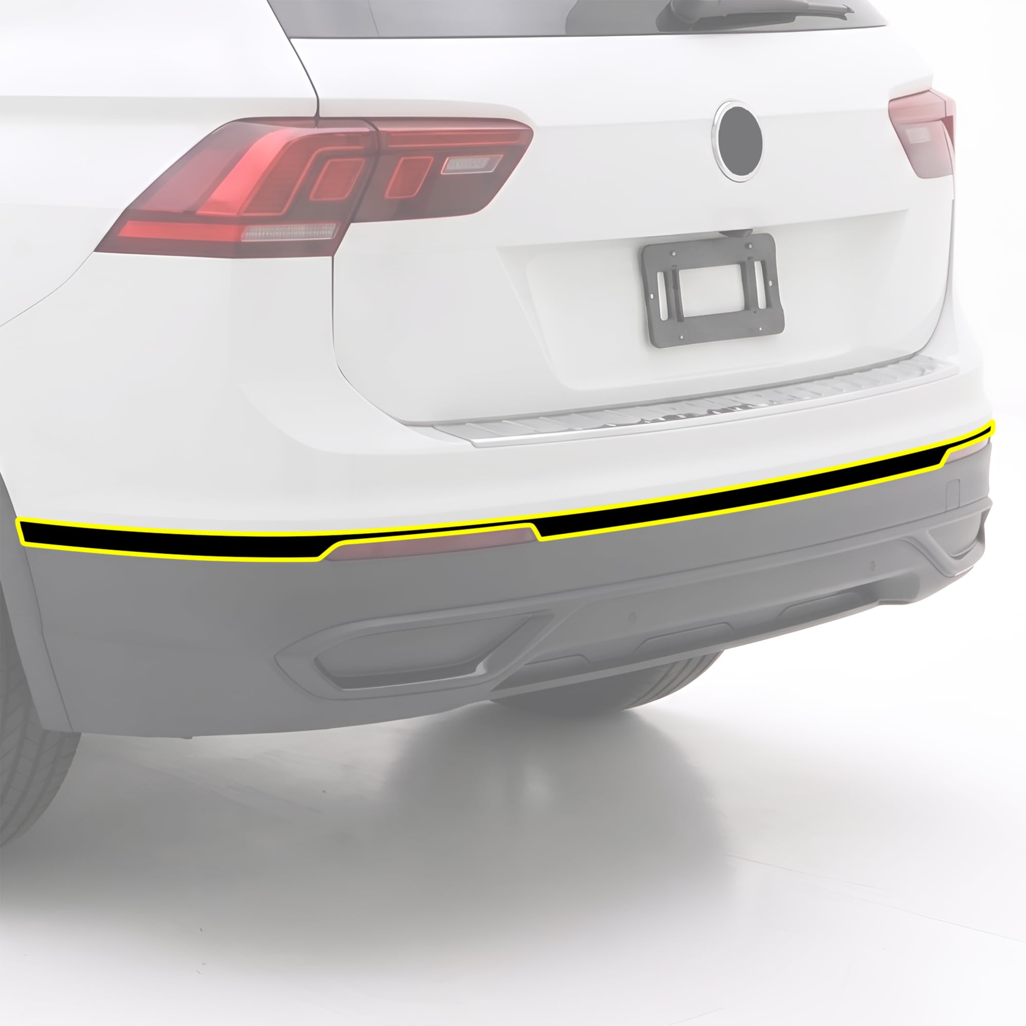 BOGAR TECH DESIGNS for Volkswagen Tiguan 2018-2024 Rear Bumper Chrome Delete – Precut Vinyl Trim Overlay, Gloss Black Blackout Look