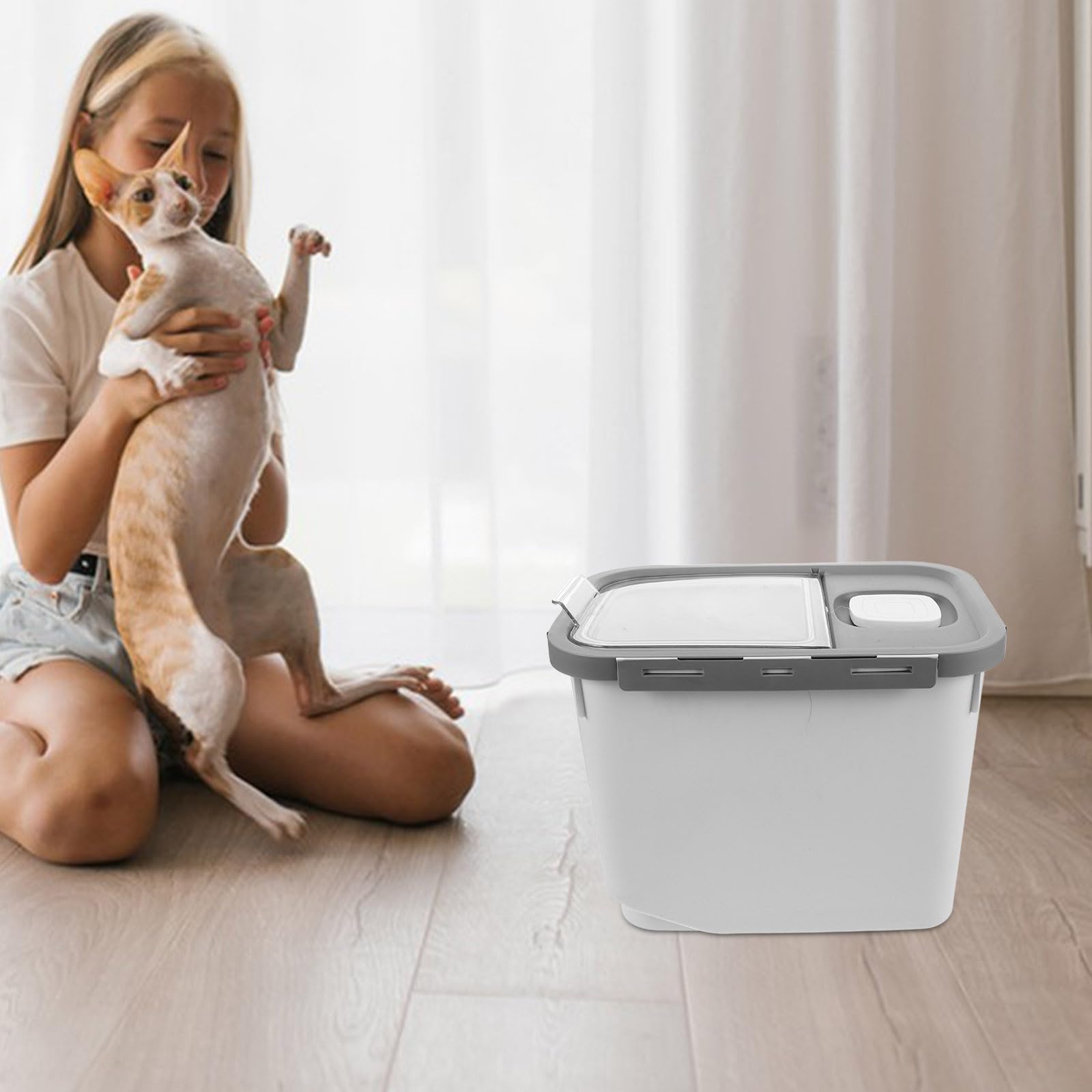 POPETPOP Contenitore per Alimenti per Animali Domestici da 12l, Secchio Ermetico in Pp Riutilizzabile, Facile da Usare per Conservare Cibo per Cani e Gatti in Forma Sigillata