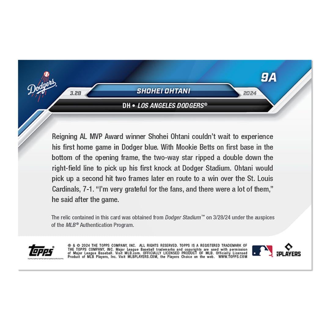 Amazon.co.jp: 2024 Topps Now 大谷翔平開幕戦 レリックベース