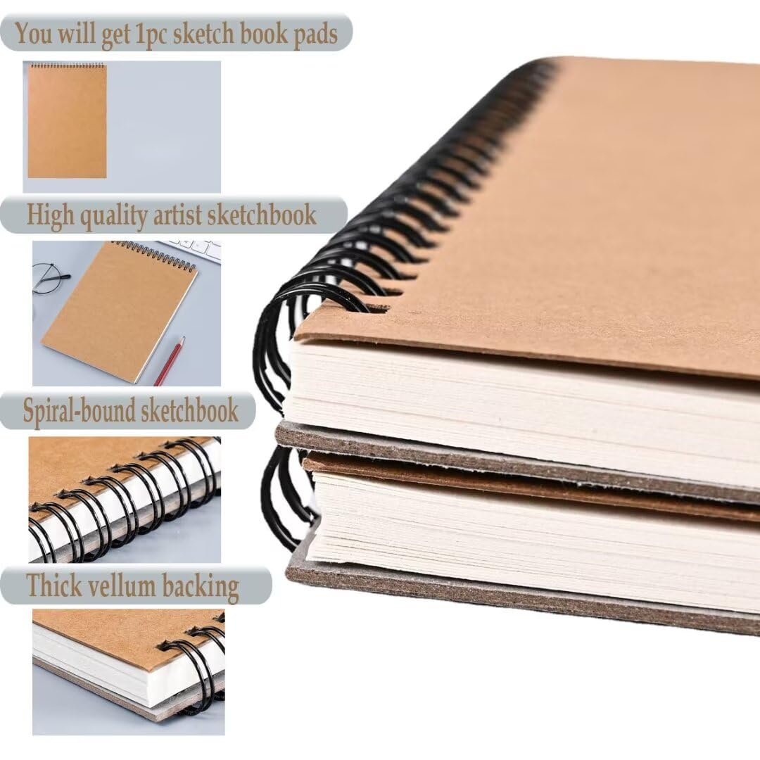 Sketch Book Pad, A4 Drawing Book Spiral Bound, 60 Pages, 160GSM Art Book, Durable Acid Free Sketchbook for Painting memos - Image 3