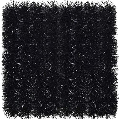 EBOOT 32,8 Fuß Glänzende Lametta Girlande Weihnachten Metallisch Lametta Girlande Hängende Dekoration für Weihnachtsbaum Kranz Hochzeit Party Lieferungen (Schwarz)