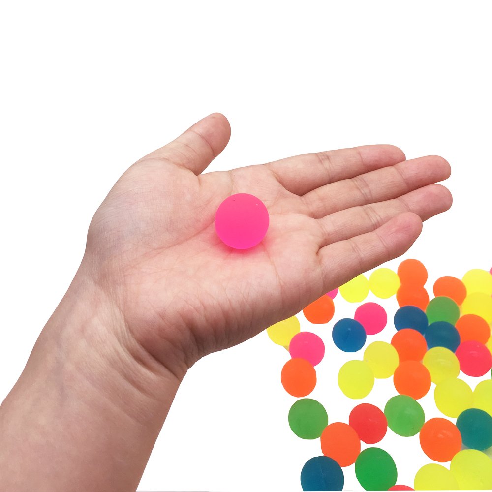 Paquete de 100 bolas rebotantes, colores surtidos, bolas de rebote de color sólido para jugar y premiar a los niños 4