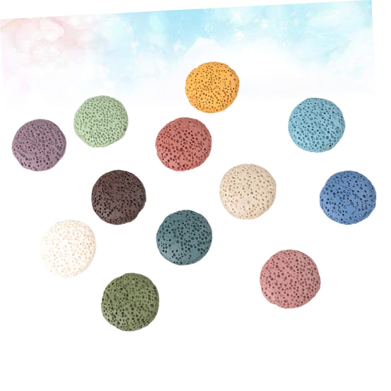 Operitacx 36pezzi Volcanic Stone Beads Round Pendants for Jewelry Making for Bracelets Earrings and Accessories Mixed Colors