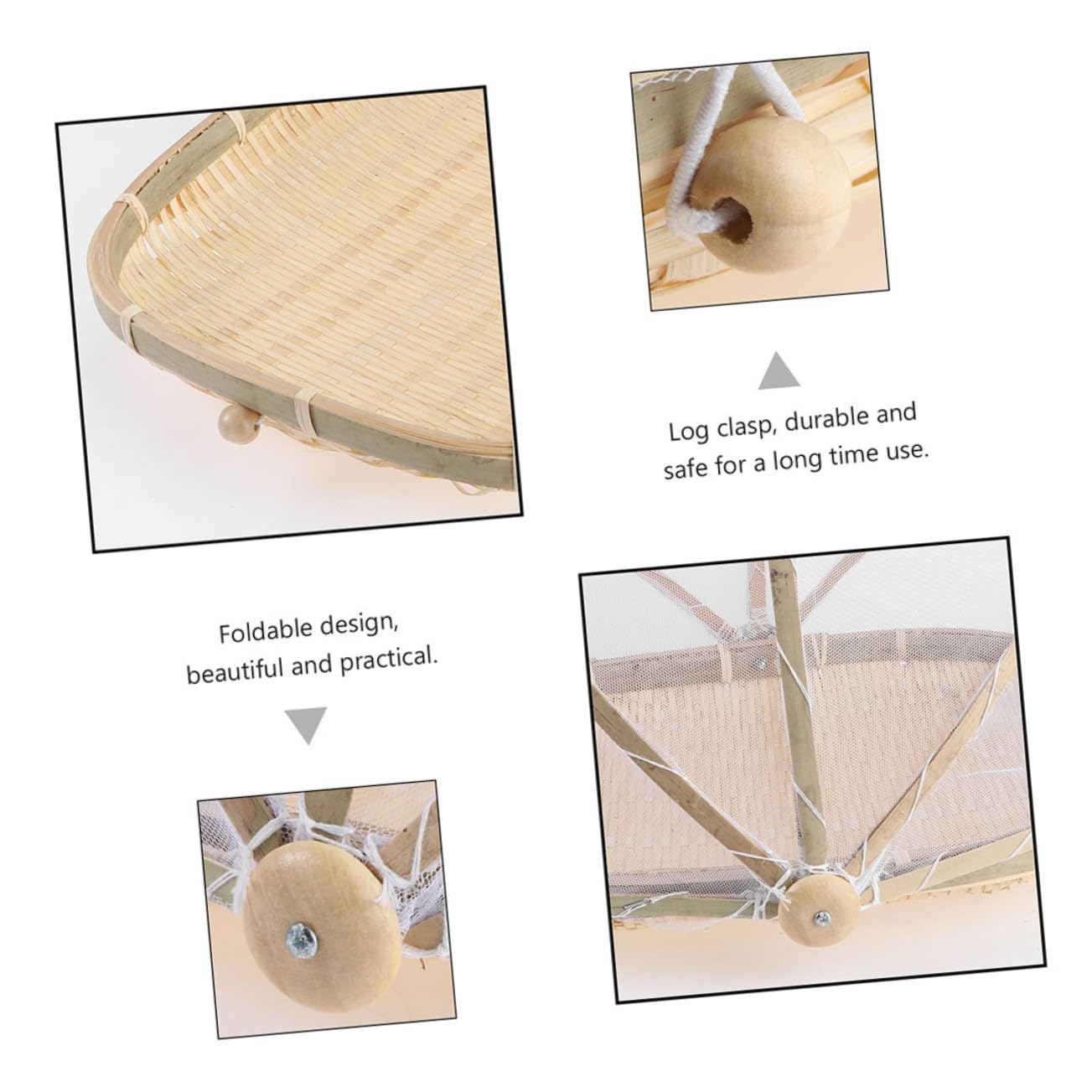 HOLIDYOYO 1pc Storage Basket Mesh Tent Woven Storage Baskets Fruits Basket Plate Mesh Food Covers Rustic Basket Candy Storage Basket Food Serving Containers Tray Khaki Weaving