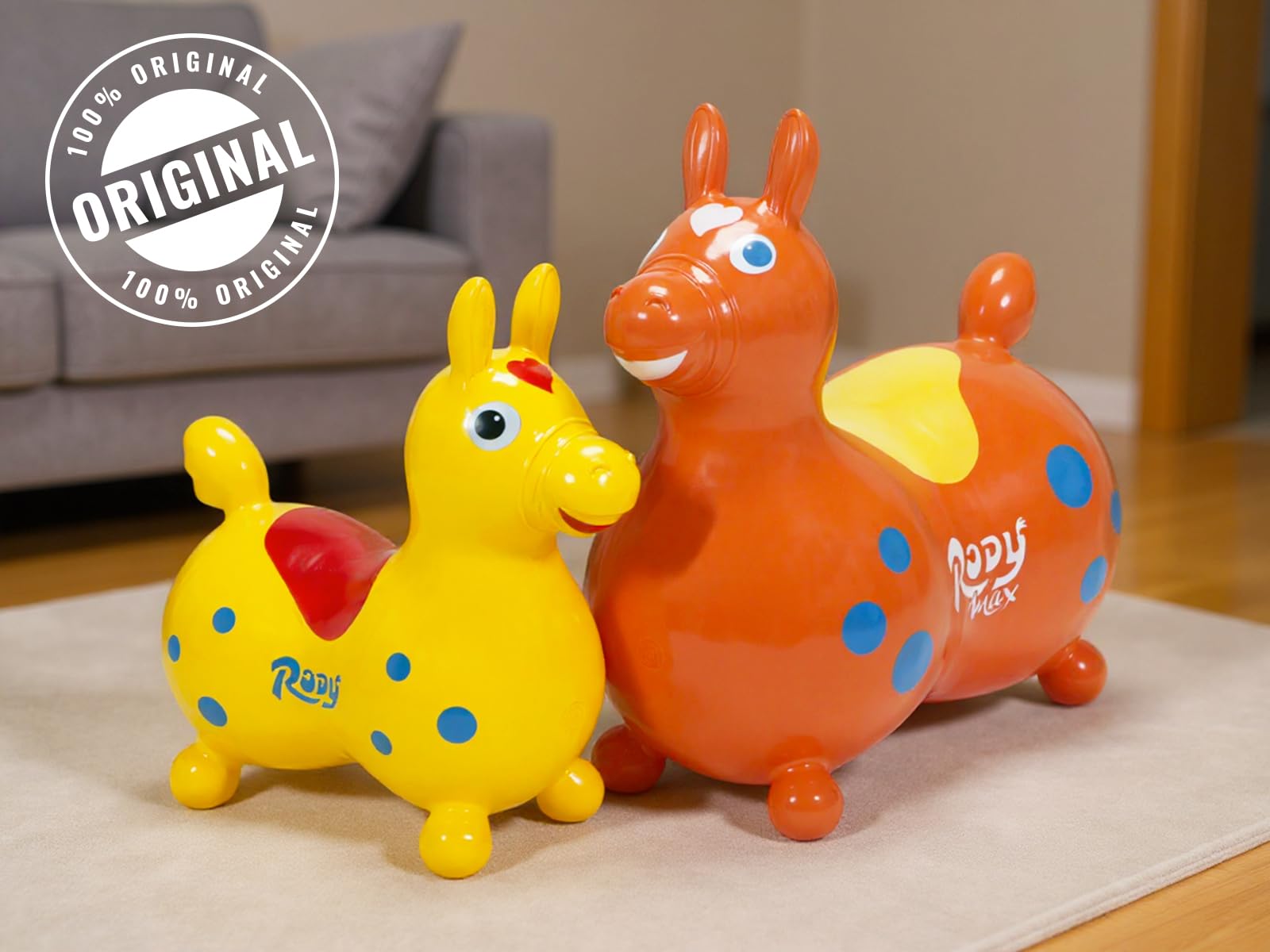 Gymnic Rody Max cavallo gonfiabile per saltare per bambini 5+, gioco cavalcabile ideale per saltare, dondolare e divertirsi in sicurezza, favorisce lo sviluppo di equilibrio, forza e coordinazione