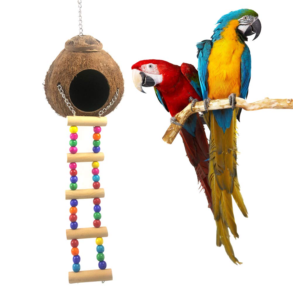 POPETPOP Nido di Uccello in Legno con Altalena da Arrampicata da Allenamento Stand da Gioco per cocorite di conuri Cockatiels Accessori Gabbia per Gabbie