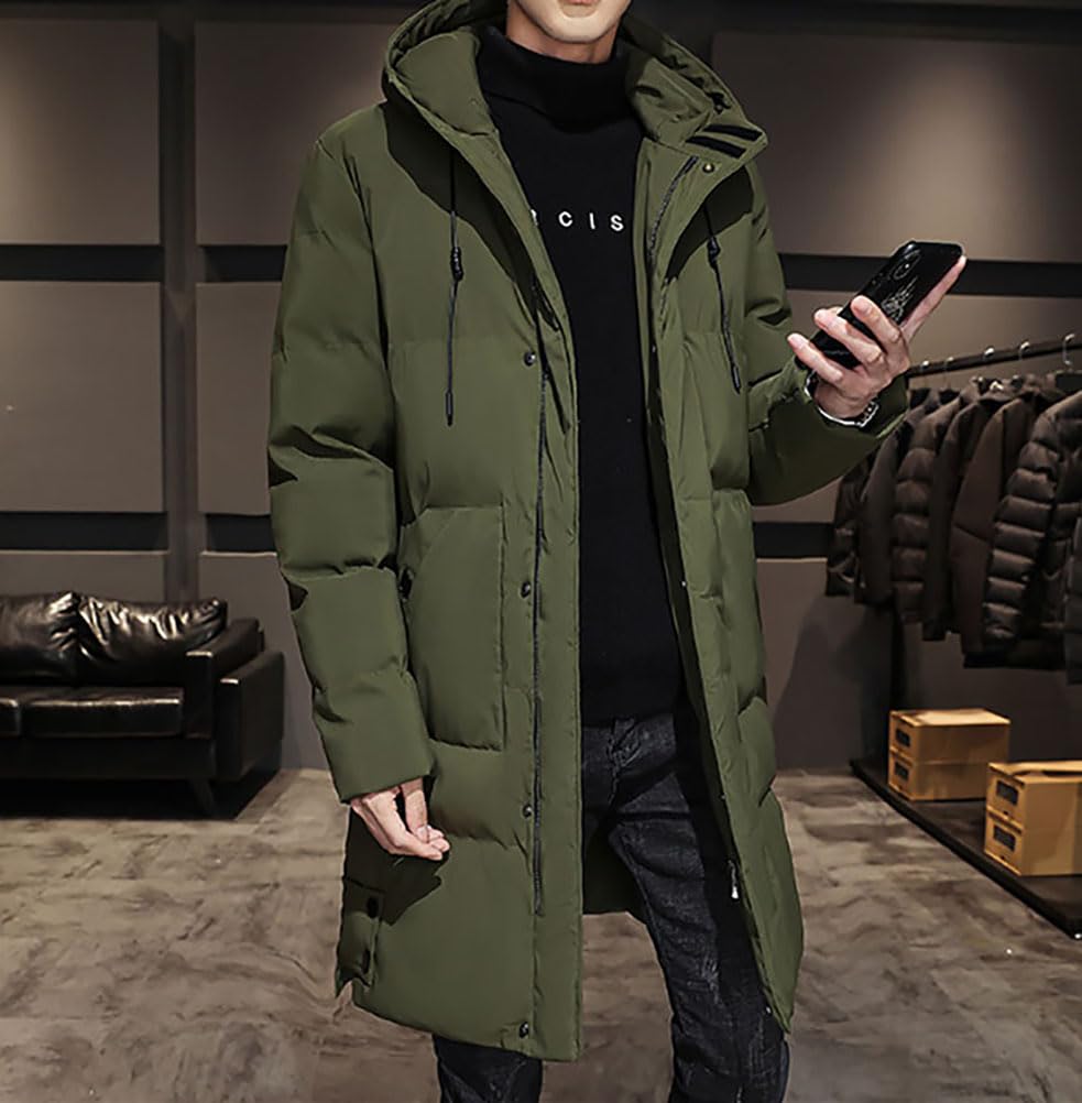 Hombres Chaquetas de Abrigo Largos con Capucha Casual Parka Chaqueta de Plumas Básica Abrigo de Invierno Manga Larga Down Jacket Chaqueta de Plumón
