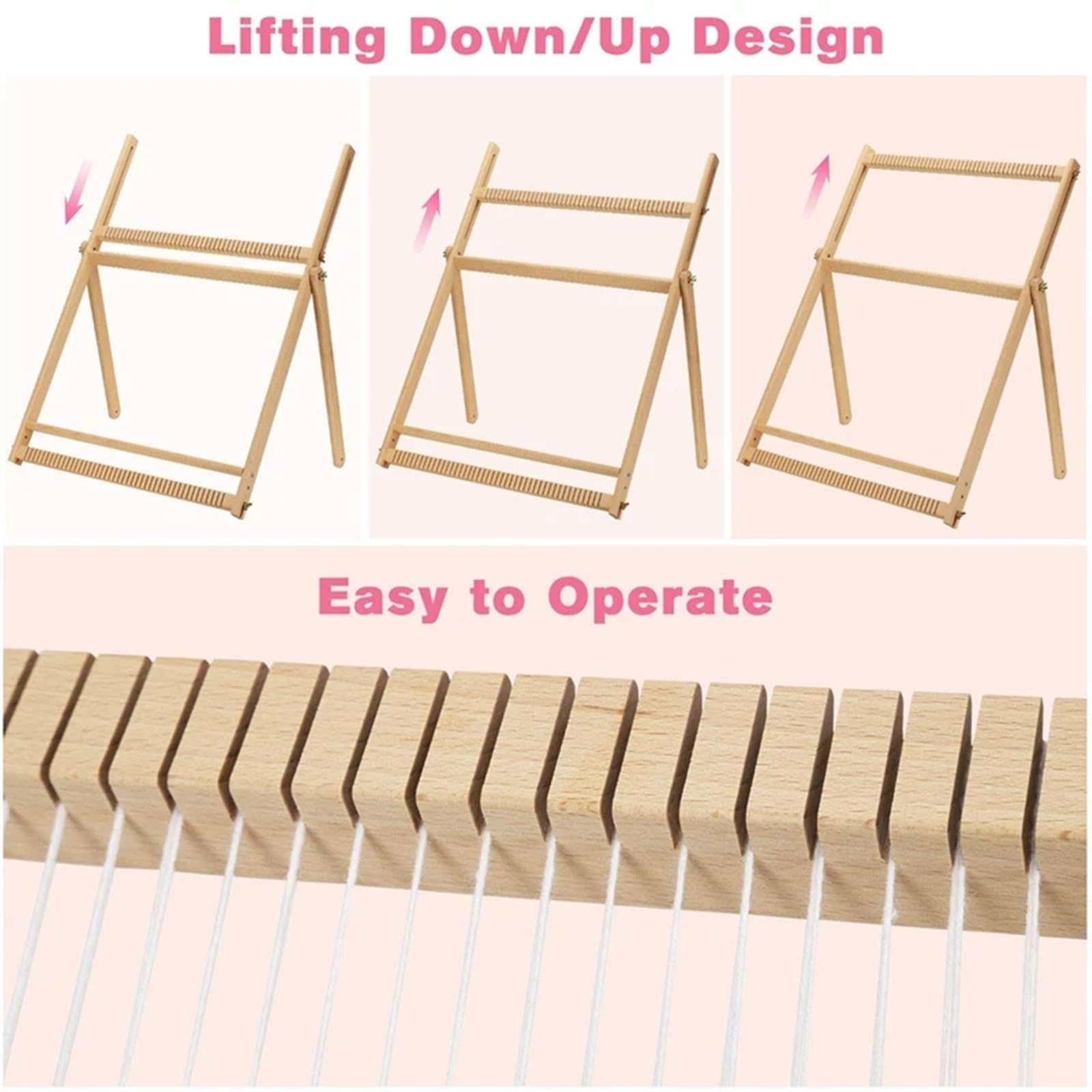 Telar para Principiantes Telar de madera con soporte, kit telares for múltiples manualidades, marco telar, tapicería haya, bricolaje creativo