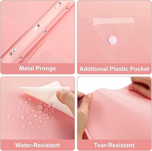 Miniatura 3 de Kosiz 48 carpetas de 2 bolsillos con puntas, carpetas de plástico de 3 puntas de colores con bolsillo extra, carpetas de plástico resistente con