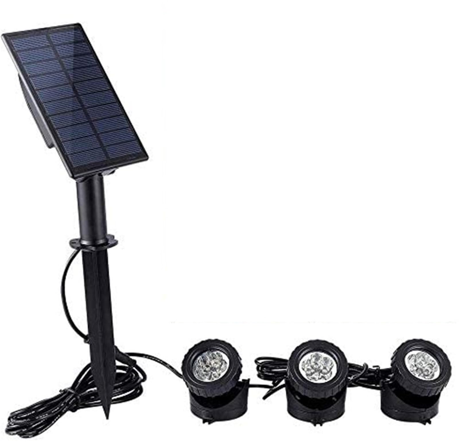 Luci subacquee ad energia Solare Faretti Multicolore sommergibili for paesaggi da laghetto for l'illuminazione Esterna del Cortile dello Stagno del Giardino (Color : 3 Head, Size : Multicolor)