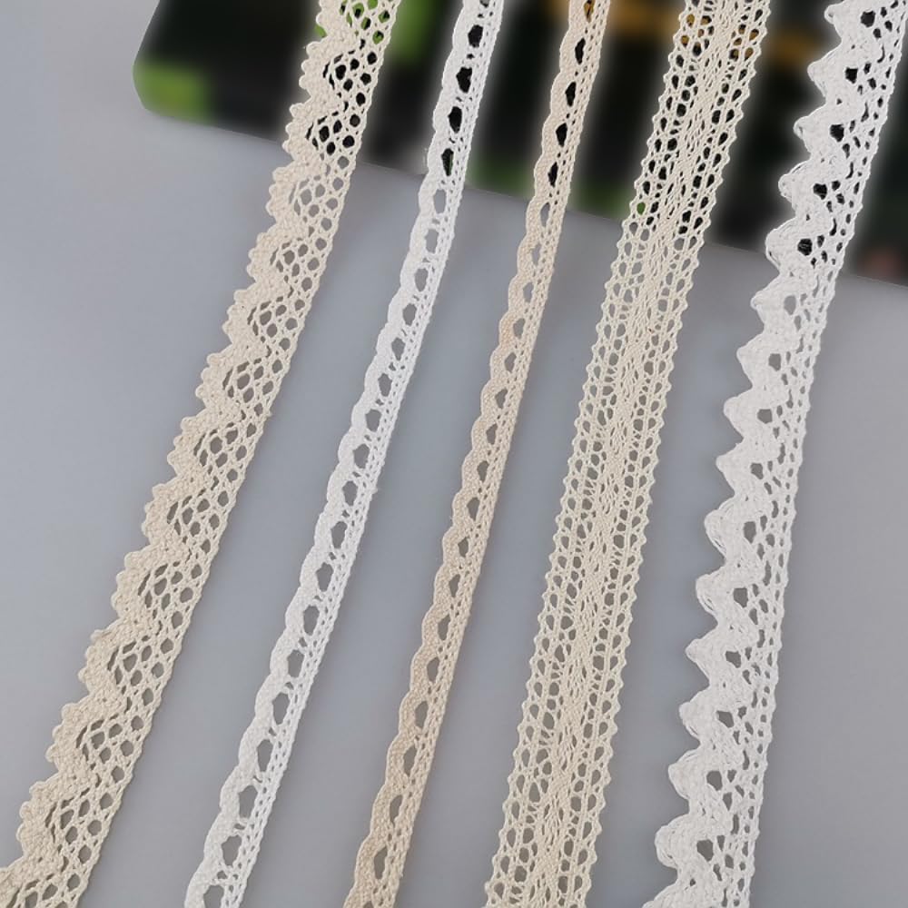 Ruban Dentelle Florale Blanc - 20 Yards (18.3m) X 13mm - Pour Décoration Mariage, Emballage Cadeau, Travaux Manuels