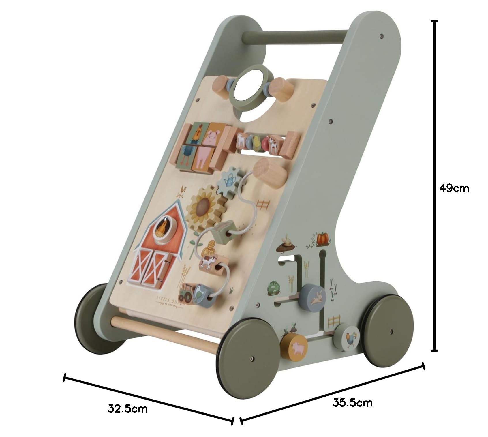 Little Dutch Little Farm 7132 - Carrello in legno FSC, colore: Verde