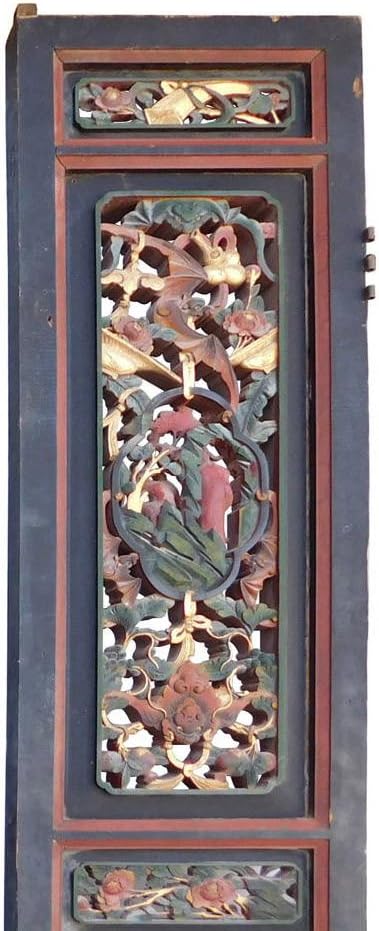 Chinese Gold Red Green Carving Wood Tall Panel acs1564