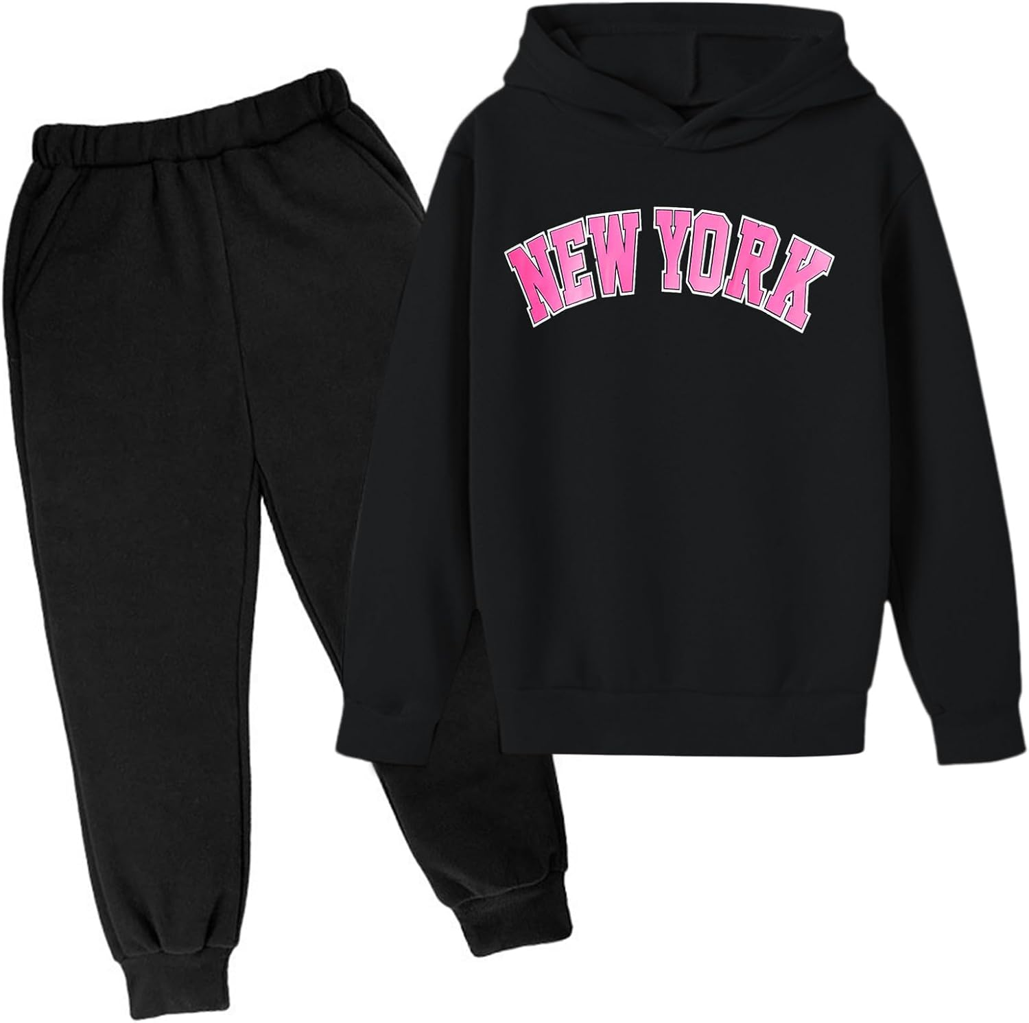 Winter Outfit for Big Kid Baby Gift Bundles Kids Letter Print Hoodie And Sweatpants Set For Unisex York(Black, 8-10 Years) Winter Outfit for Big Kid Baby Gift Bundles Kids Letter Print Hoodie And Sweatpants Set For Unisex York(Black, 8-10 Years)
