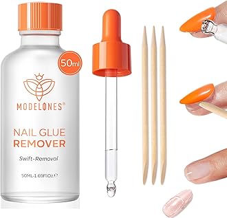 50 ML Nail Glue Remover for Press On Nails, Upgrade Clear Stick On Nails Remover for Acrylic Tips, Nail Polish Remover with Wood Stick