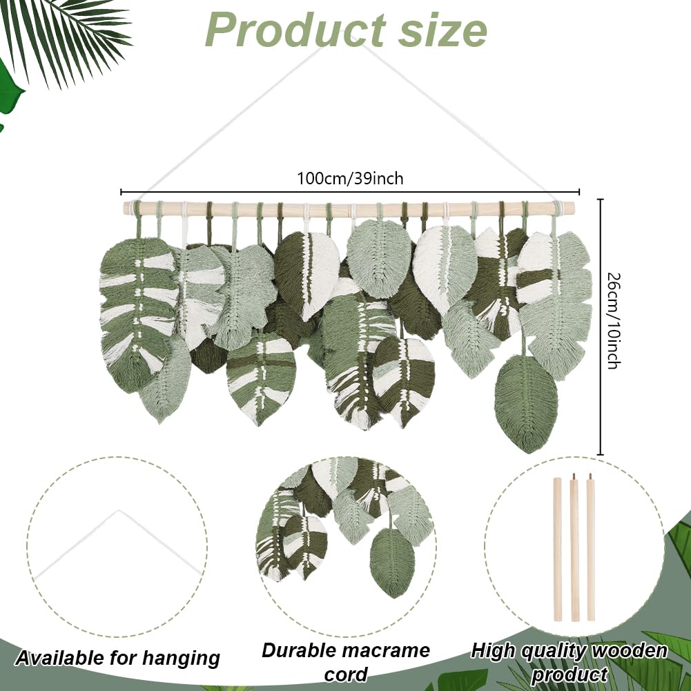 FREEBLOSS Set Macramé Feuille Kit Feuille Macramé Kit de Suspension Murale Macramé Feuille Macramé Feuille Palme Kits de Macramé pour Débutants Tapisserie de Feuilles de Macramé