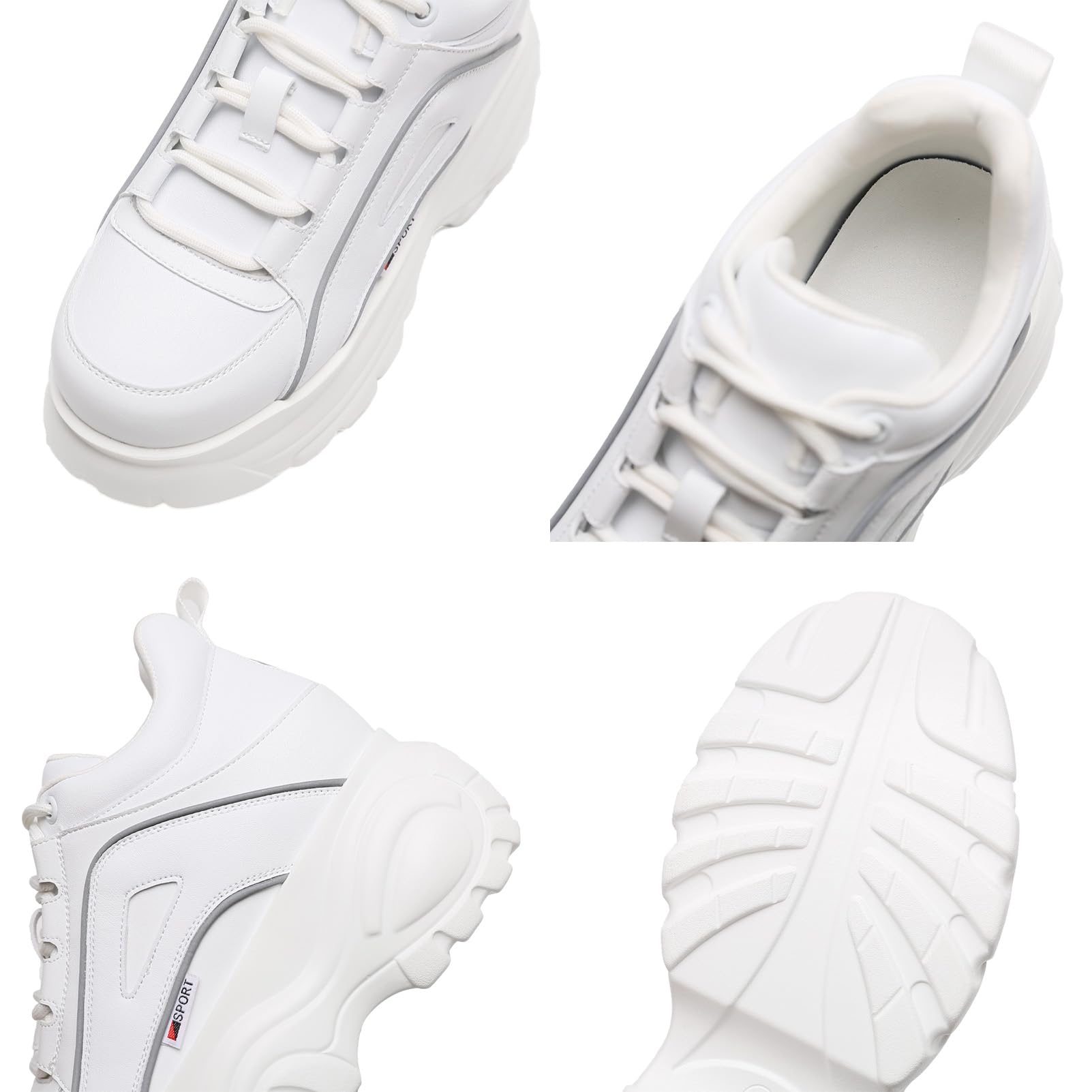 ANUFER Mujer Plataforma Alta Chunky Zapatos Deportivos Casual con Cordones Zapatillas de Papá