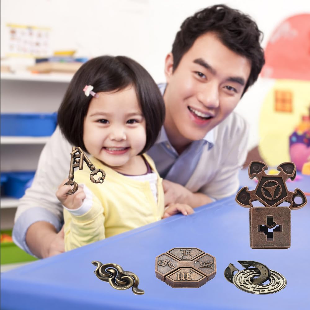 Amazon | 知恵の輪 5点セット メタルパズル 難易度6～2 頭の体操 脳