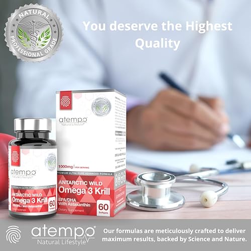 Miniatura 8 de Aceite de krill antártico de 1000 mg rico en ácidos grasos saludables Omega 3 EPA y DHA con astaxantina natural, salud cardíaca y cerebral,