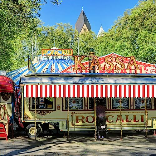 Image of Preboun 20 Pcs Carnival Awning Decorations Tent Circus Hanging Decorations Carnival Banner Concession Stand Sign Canopy Awning for Pirate Summer Party, 9.84''x78.74'' (Red and White)