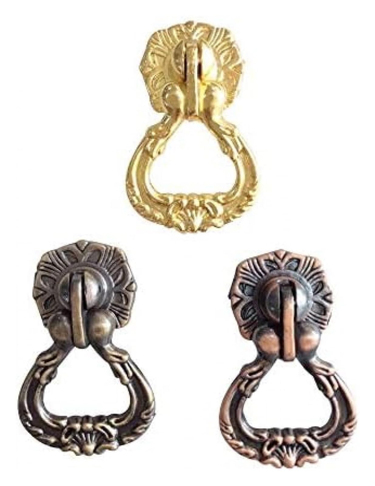 VOPLIVAT Vintage Brass Cabinet Drawer Pulls, 3Pcs Zinc Alloy Single Hole Puller Cabinet Drawer Wardrobe Door Multicolor 5x3x1cm