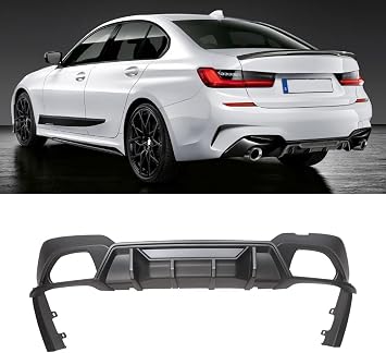 CHIESMA Fit for BMW 3 Series G20 Rear Diffuser, Compatible with M Sport 330i 340i 320i 330e M340i 2019-2022, Matte Black ABS Rear Bumper Lip Spoiler Lower Bumper