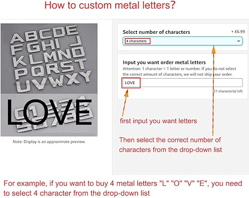 Miniatura 7 de LZLRUN Letras de metal personalizadas para automóvil y buzón, calcomanías de casa, emblema con nombre (rojo)