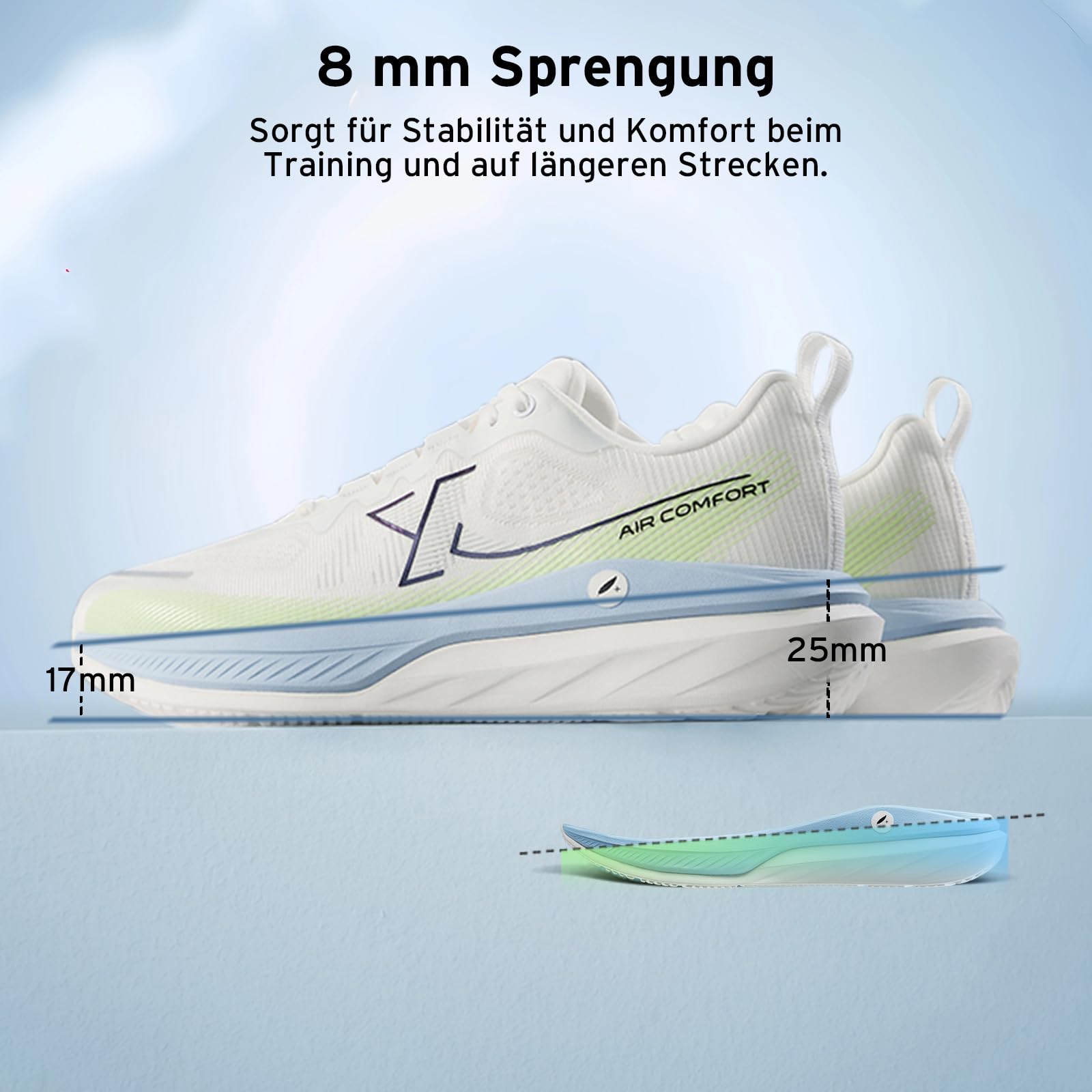 XTEP Laufschuhe Herren Gedämpft, Leichte Joggingschuhe, Bequeme Running-Schuhe, Atmungsaktive rutschfest Strapazierfähig, für Training & Jogging
