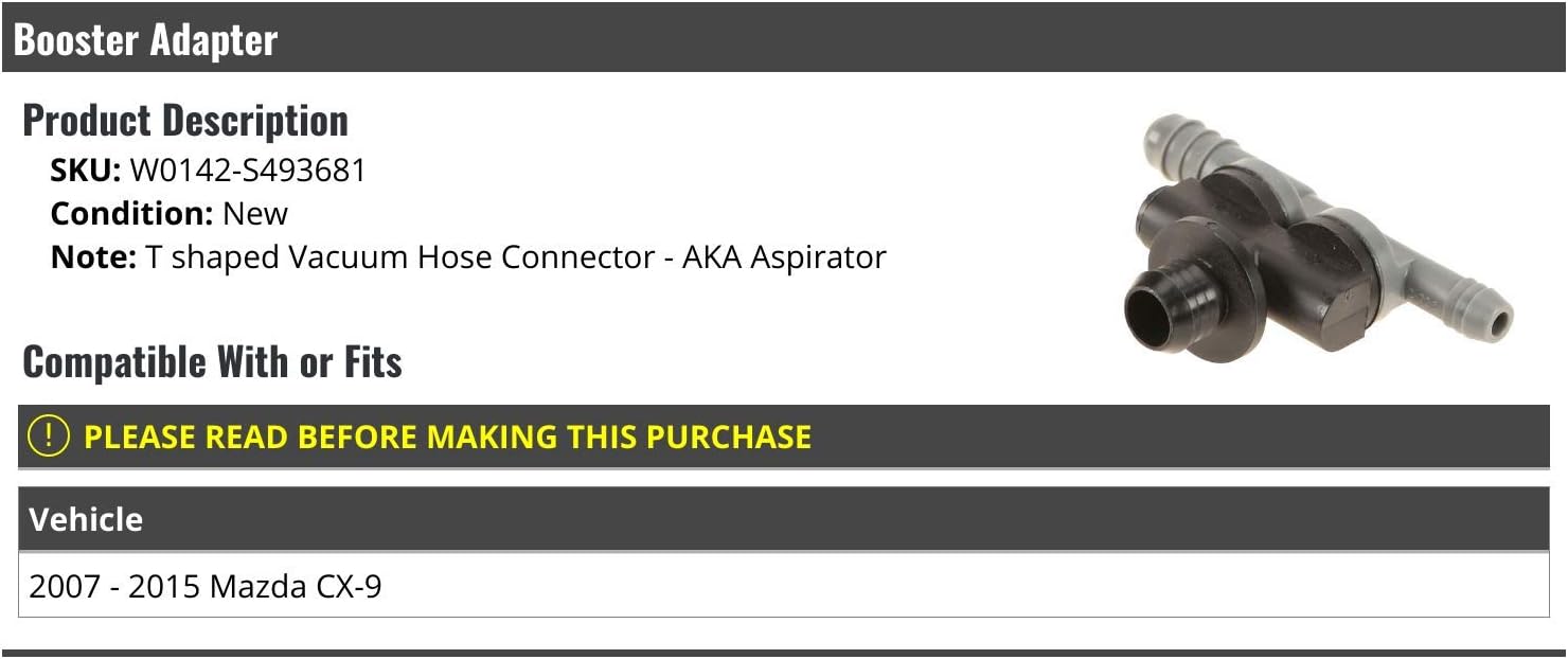 Marketplace Auto Parts Booster Adapter (T-shaped Vacuum Hose Connector) - Compatible with 2007-2015 Mazda CX-9