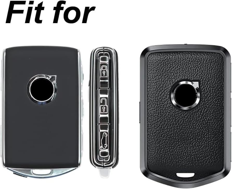 ontto Leather Key Fob Cover with Keychain Stylish Key Case Full Protection Fit for Volvo XC90 S90 XC60 2018 2019 White - Image 3