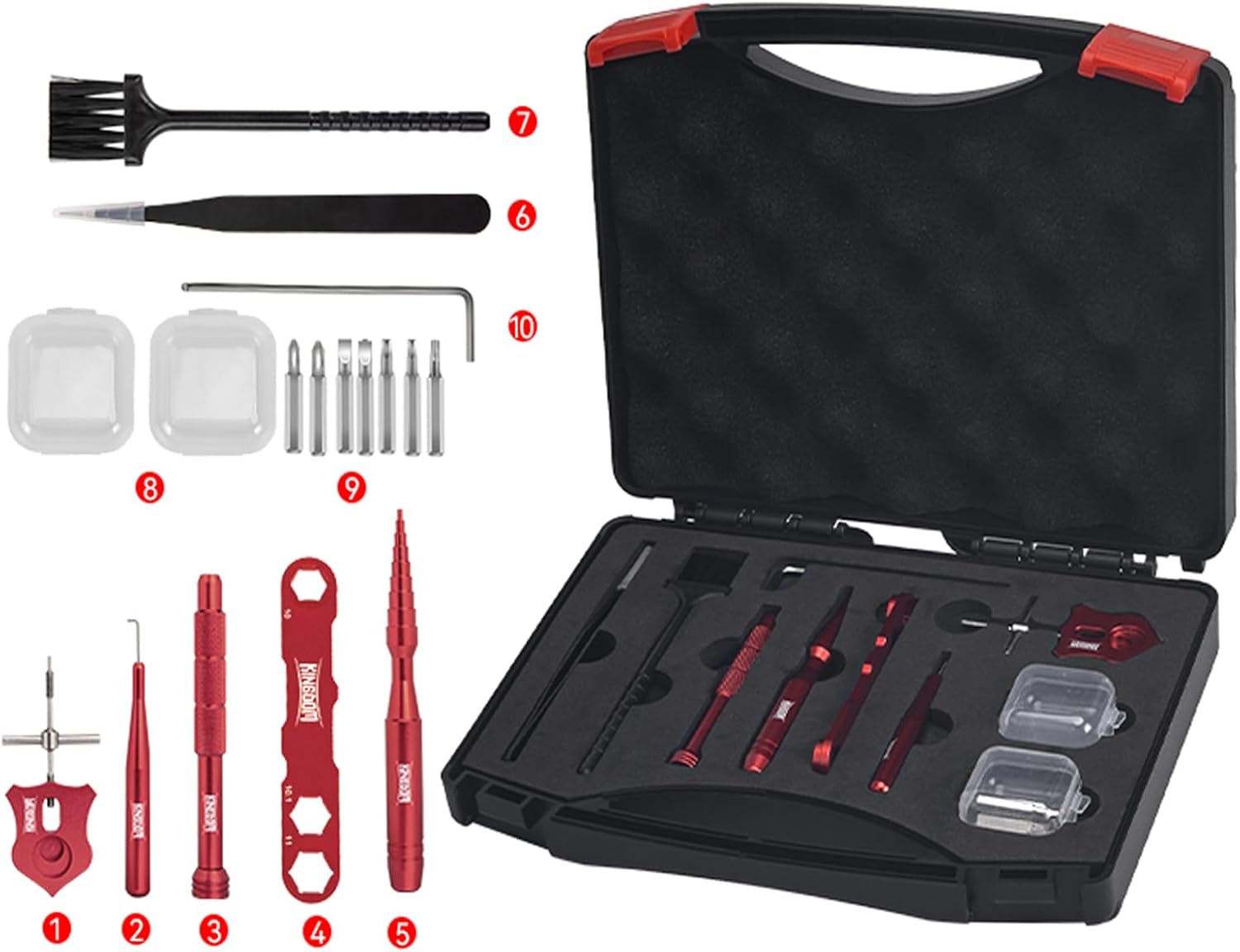 Kingdom Tools for Reel Maintenance 10pcs Bearing Tool for Spinning Reel Repair Kit for Baitcasting Reel Lightweight Use Tools