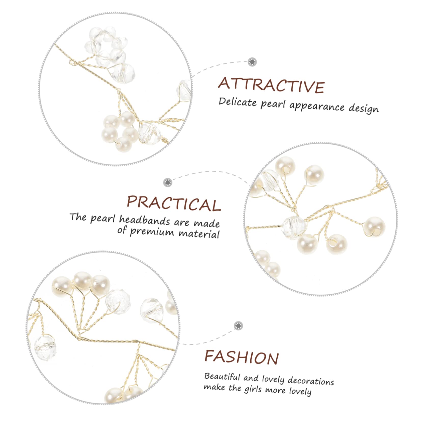 Healeved 5piezas Diadema De Perlas Elegante Para Novia Accesorio De Cabello Beaded Headband Para Fiestas y Bodas Tocado Para Niñas y Adultas Para Cosplay y Fotografía