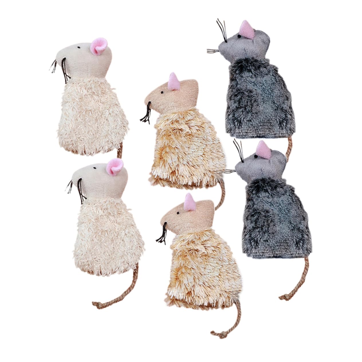 Parliky 6 Pack Plush Mice Toys Interactive Cat Mouse Toys Soft Plush Cat Teasers Pet Supplies