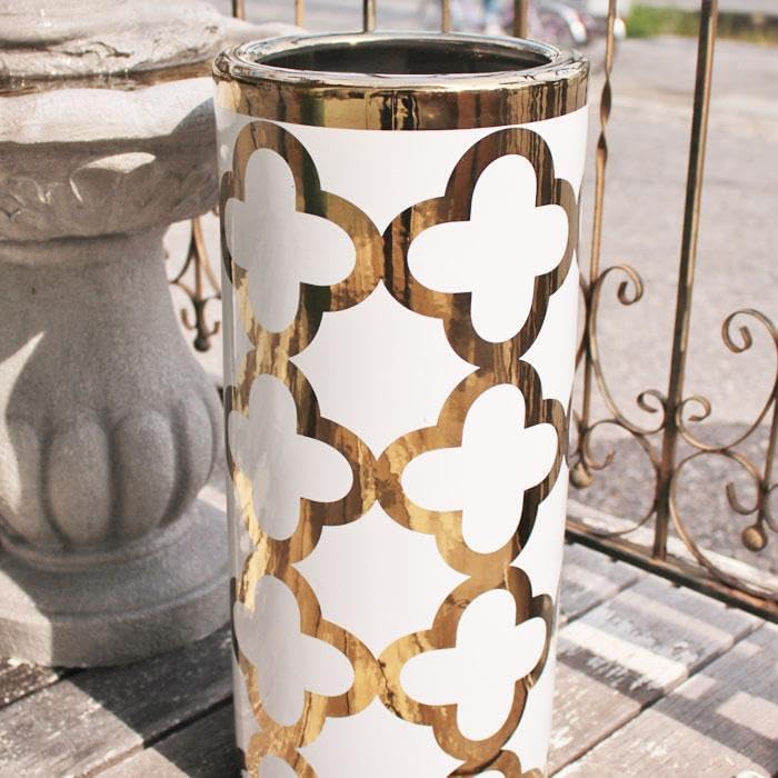 傘立て アンブレラスタンド 陶器製 ホワイトxゴールド モダン 113-334 傘立て アンブレラスタンド 陶器製 ホワイトxゴールド モダン 113-334