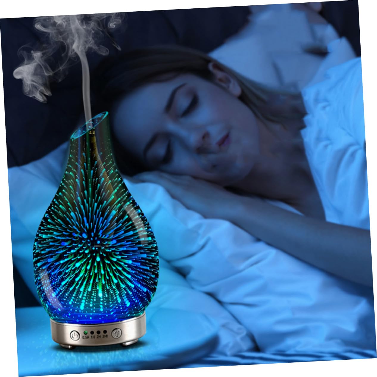 Difusor Capacidad Menor a 1 L de Aromaterapia 3D Luz Nocturna de Vidrio y Humidificador Práctico Seguro para Oficinas y Centros de Recepción