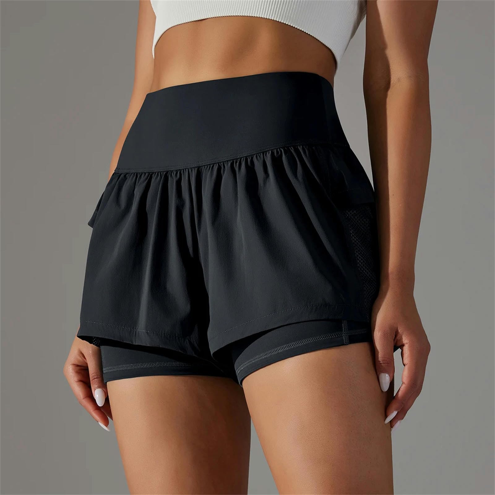 Jupe de Tennis Femmes Fitness Sport Running Shorts Stretch Shorts avec Poches Femmes Tennis Jupe Courte