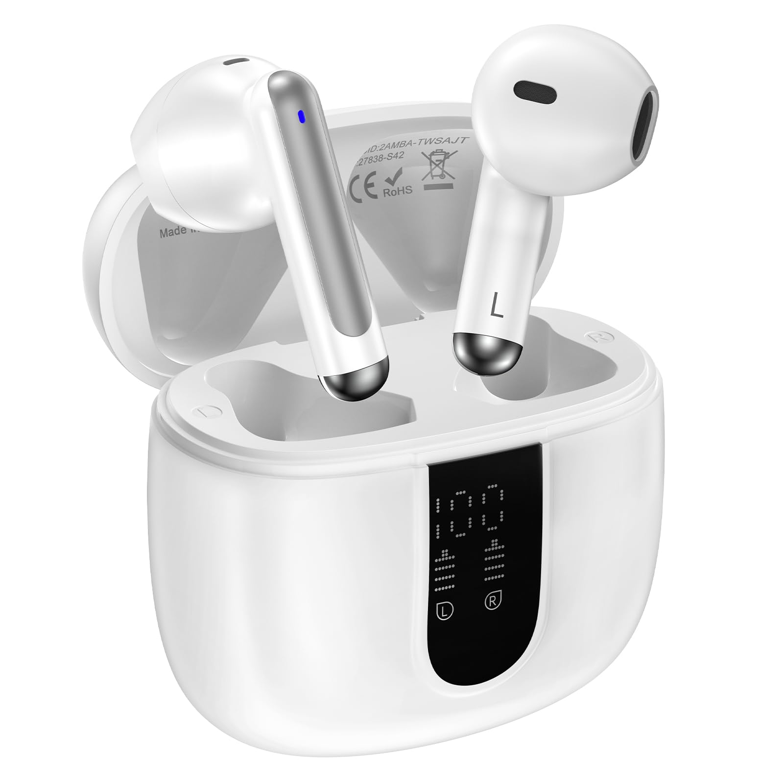 Wireless Headphone,Bluetooth 5.3 Earbuds for Samsung Galaxy A17 A16 A15 A56 | A36 S26 S25 Ultra S24 S23 S22 S20 60H Playback with Dual LED Display HiFi Stereo Wireless Earphone for iPhone 16e 16 15 Pro