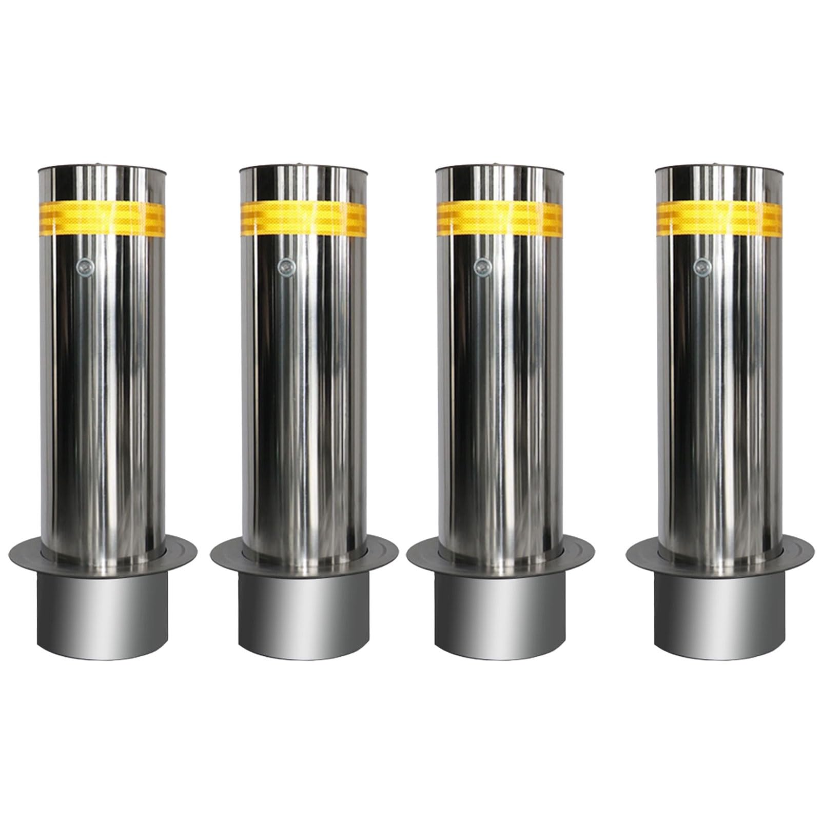 Aioneer Heavy-Duty Yellow Metal Bollards - 6 Pcs In-Ground Parking Barriers, Durable Traffic Control Posts For Driveways & Sensitive Areas, Enhanced Safety & Visibility