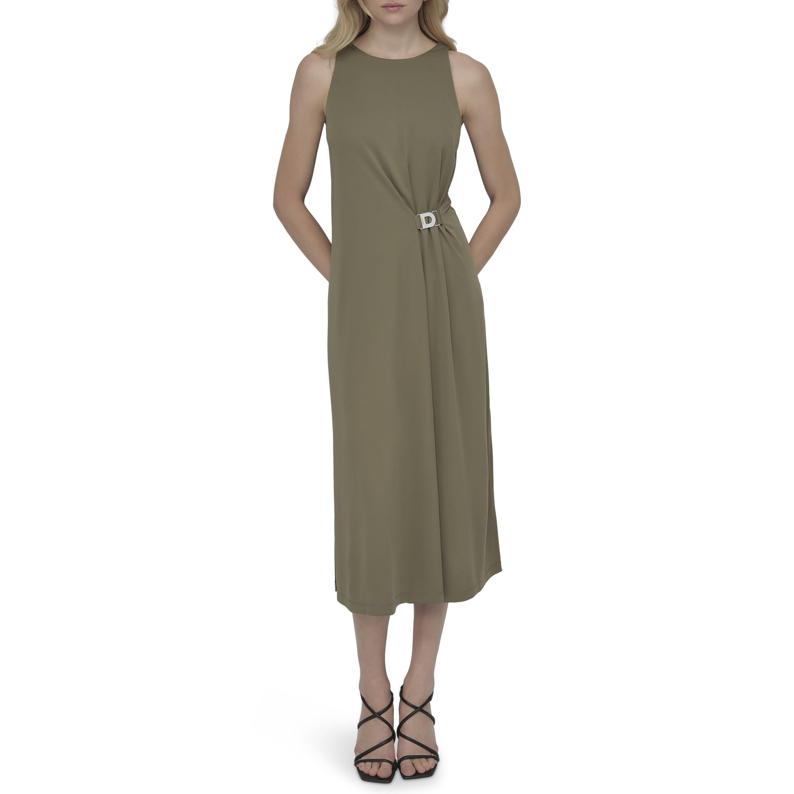 DKNY Sleeveless Jewel Neck Midi Dress Vestido para Mujer
