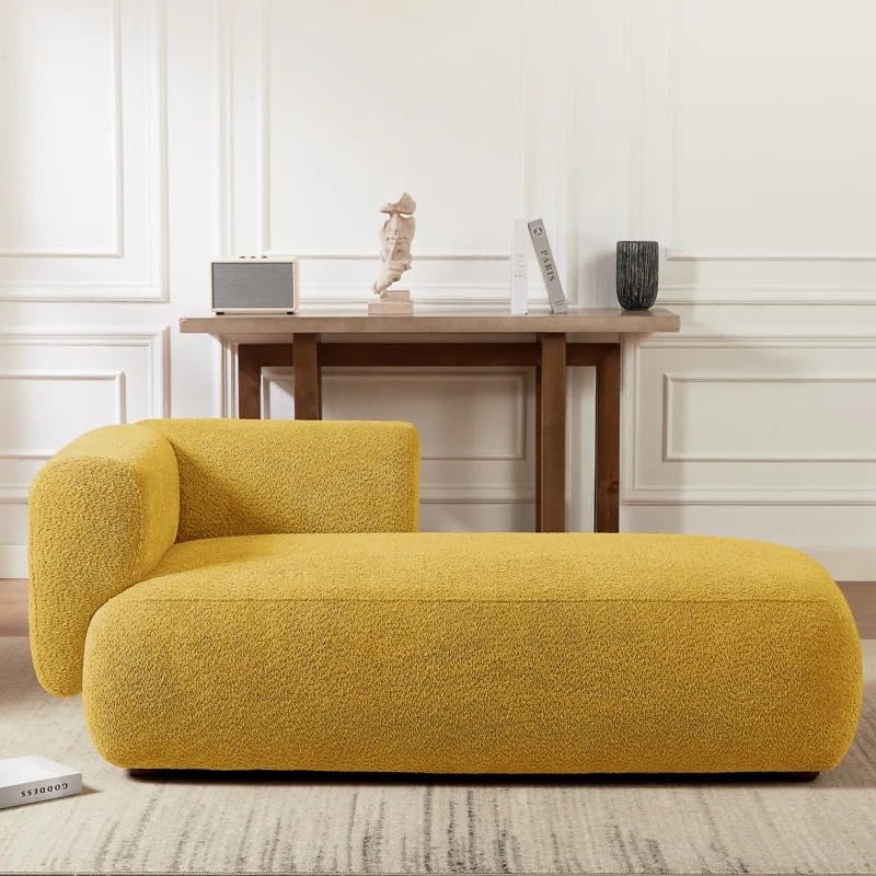 Image of LEGACY OF COMFORT Christinia Upholstered Indoor Chaise Lounge Chair 2 Seater Sofa Two Seater Sofa for Living Room Offices Hotels Bedroom (Yellow)