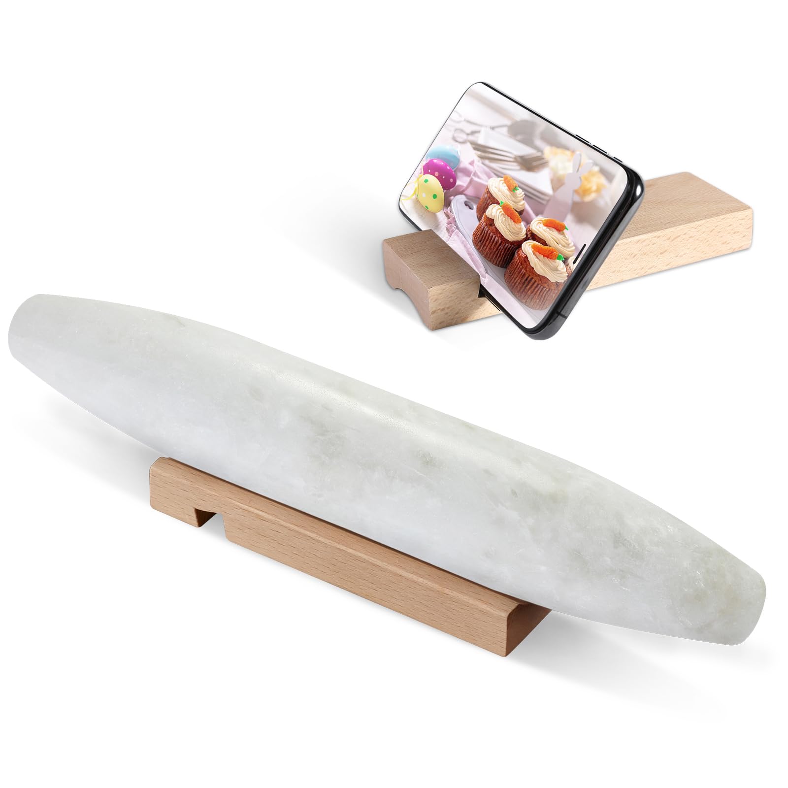 Koville Französisches Nudelholz aus afrikanischem natürlichem Marmor, 30,5 cm, antihaftbeschichtet, zum Backen, Teigroller für Nudeln, Knödel, Fondant, Kuchen, Brot, Pizza, Küchen-Backwerkzeuge (Namib
