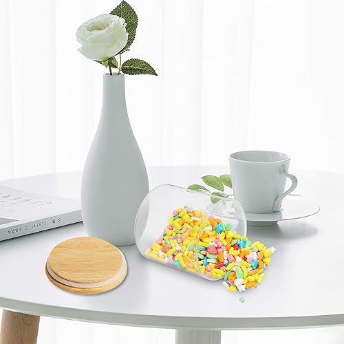 Miniatura 7 de Paquete de 4 tarros de vidrio con tapas herméticas de bambú, recipientes de cocina de vidrio transparente para almacenamiento de alimentos de