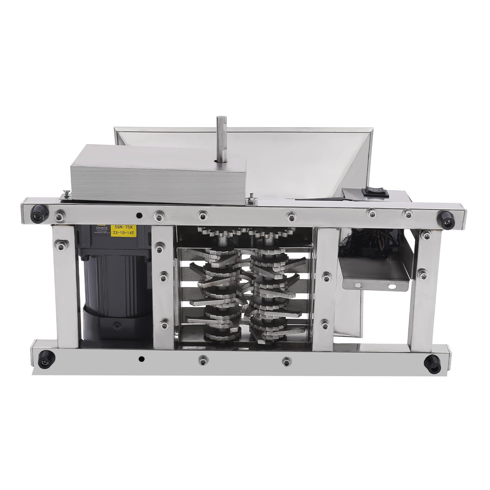 Trituradora eléctrica de frutas,60W Frutas y Pan Trituradora,20kg/h,4L Trituradora,1600r/min,con engranaje,Cubiertas protectoras de plástico,Plata