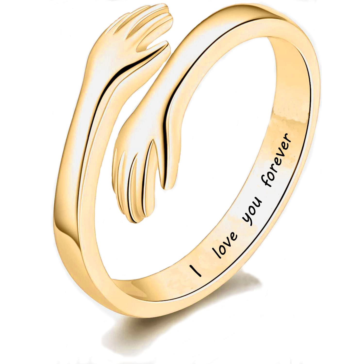 Hug Ring Sterling Silver Adjustable Couple Hug Ring Hugging Rings for Women Mens Wedding Band Rings Wrap Around Rings Hand Ring Jewelry