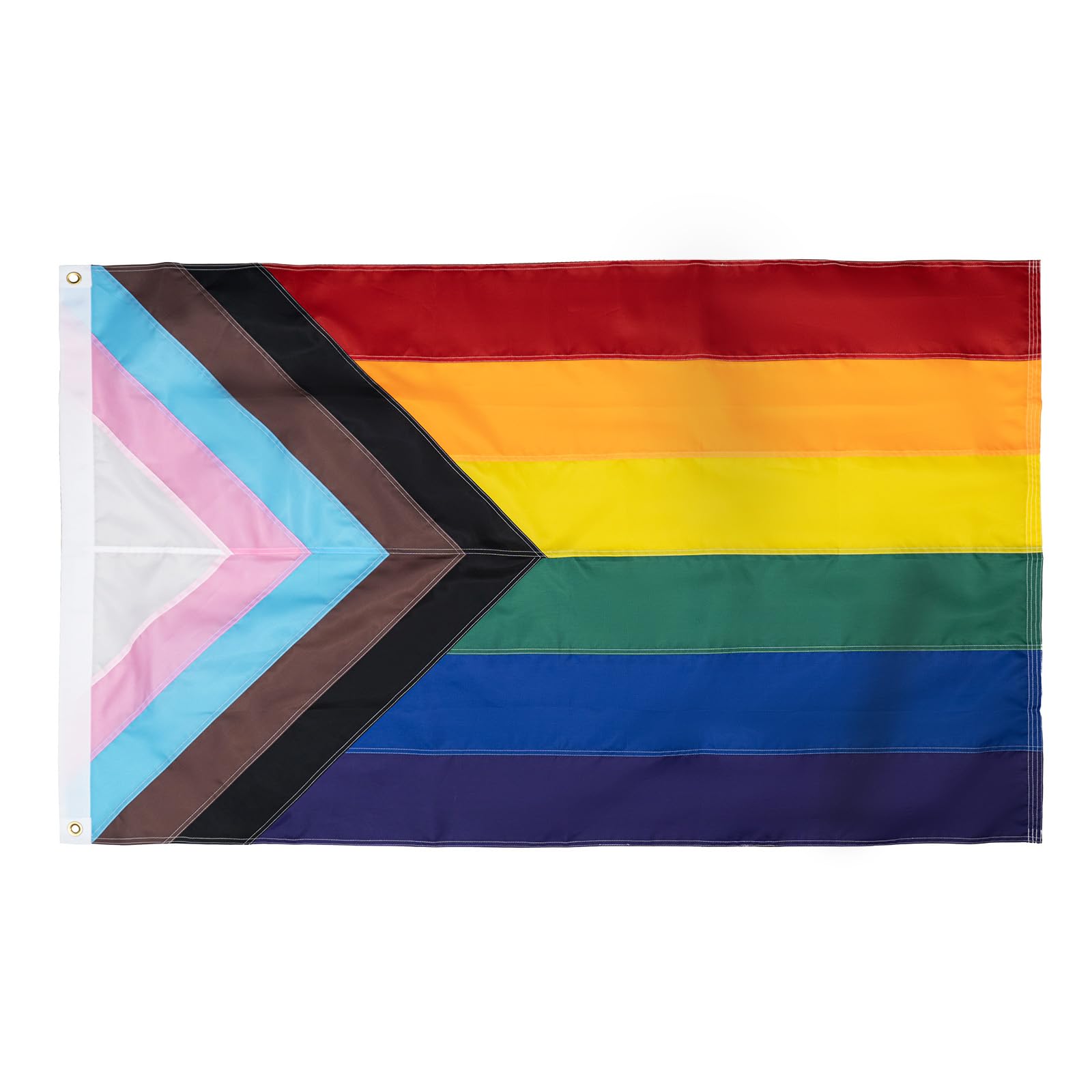 Homissor Pride Flag Outdoor 3x5 Sewn Stripes Progress Gay LGBT Lesbian Transgender Bisexual Flags Fade Resistant for Indoor Outdoor — image 1