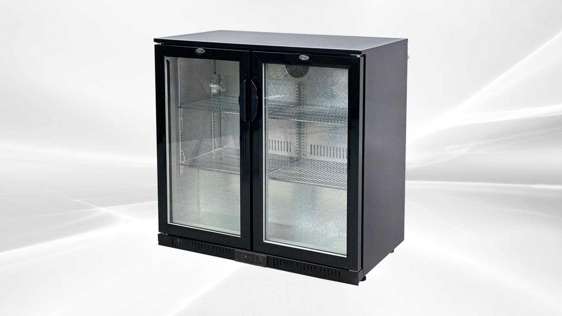 Elite Kitchen Supply Commercial Back Bar Cooler, 11.3 Cu.Ft, Double Glass Door, Black/White, ETL Listed, 115V BB2