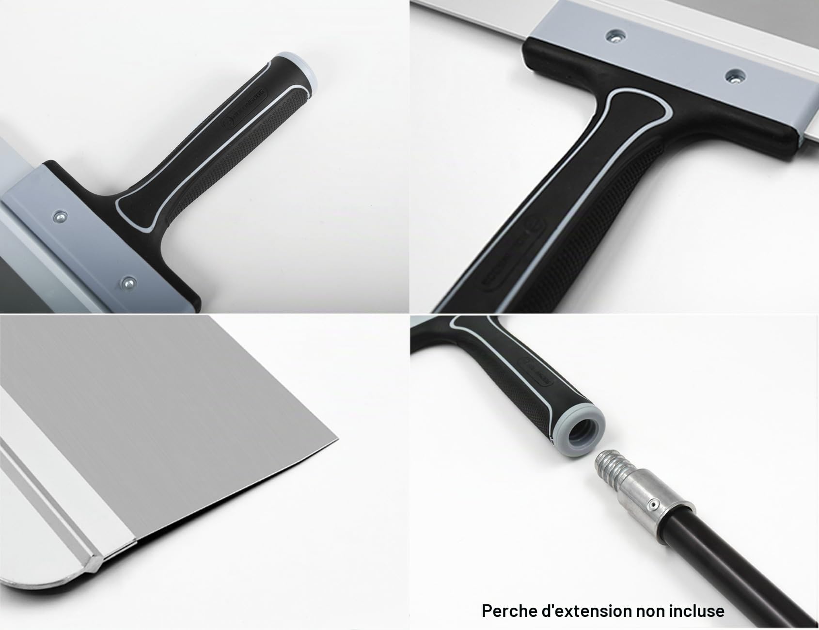 ROLLINGDOG Spatule de surface de 250 mm – Spatule large pour cloison sèche, idéale pour le masquage et le lissage, lame en acier inoxydable, poignée en caoutchouc confortable