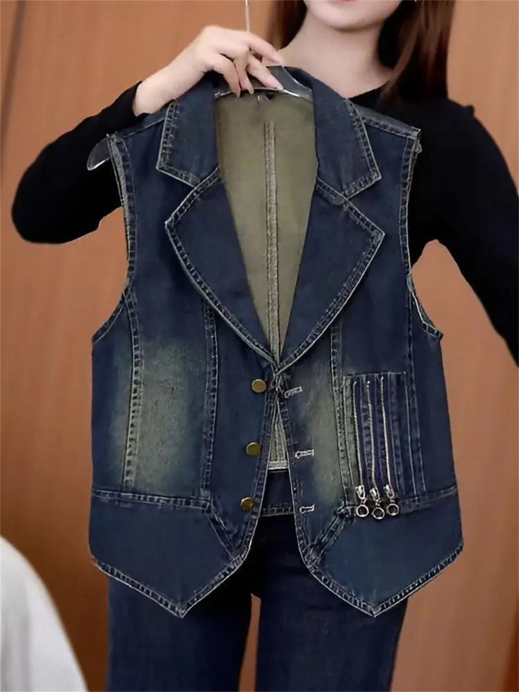 レディース ヴィンテージ デニムベスト ノースリーブ ストリートウェア カジュアル ウエストコート 春 ジャケット ファッション ト